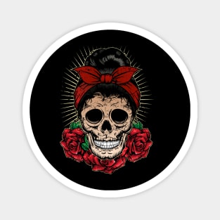 Rockabella Skull with Roses Magnet